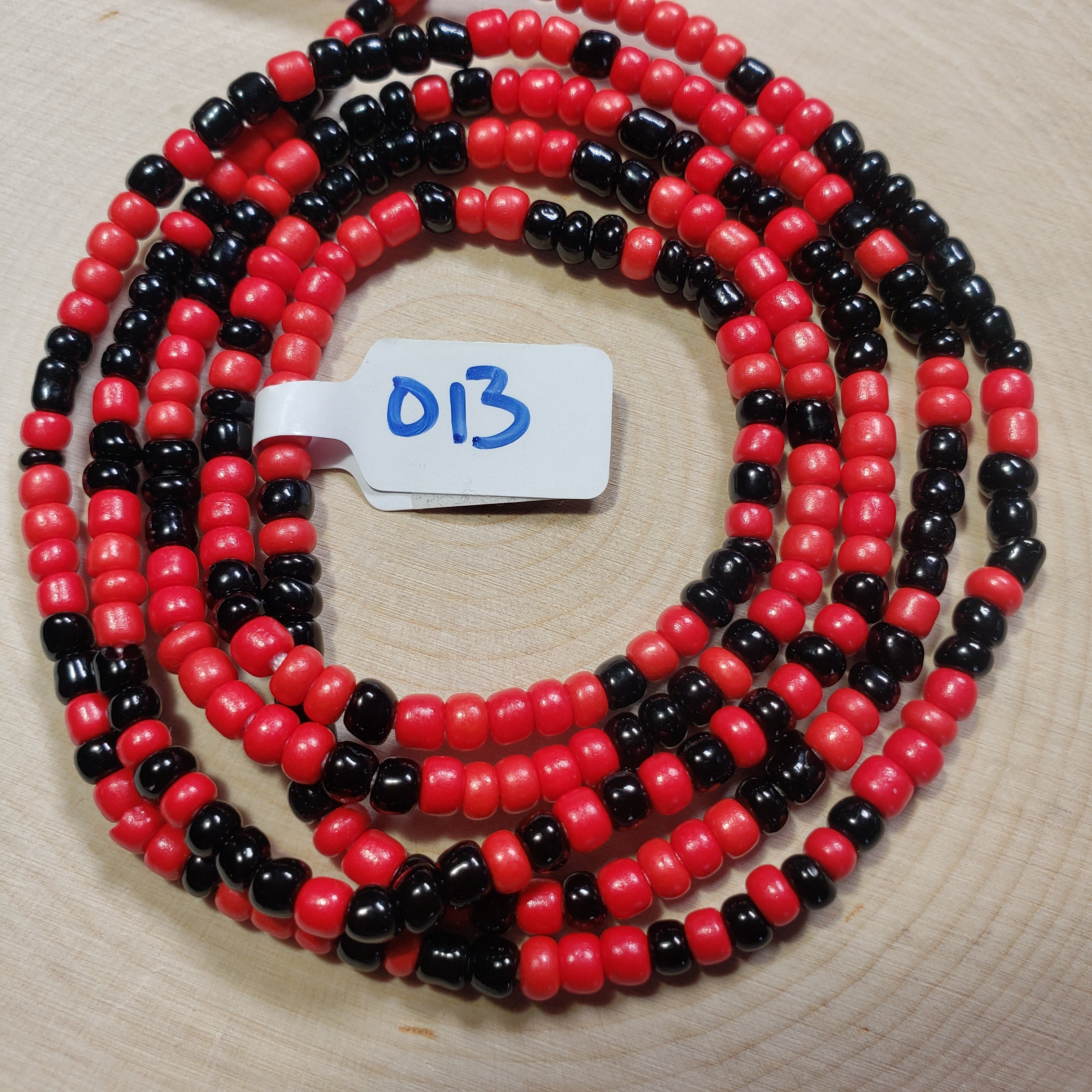 Red and Black Thick Waist Beads