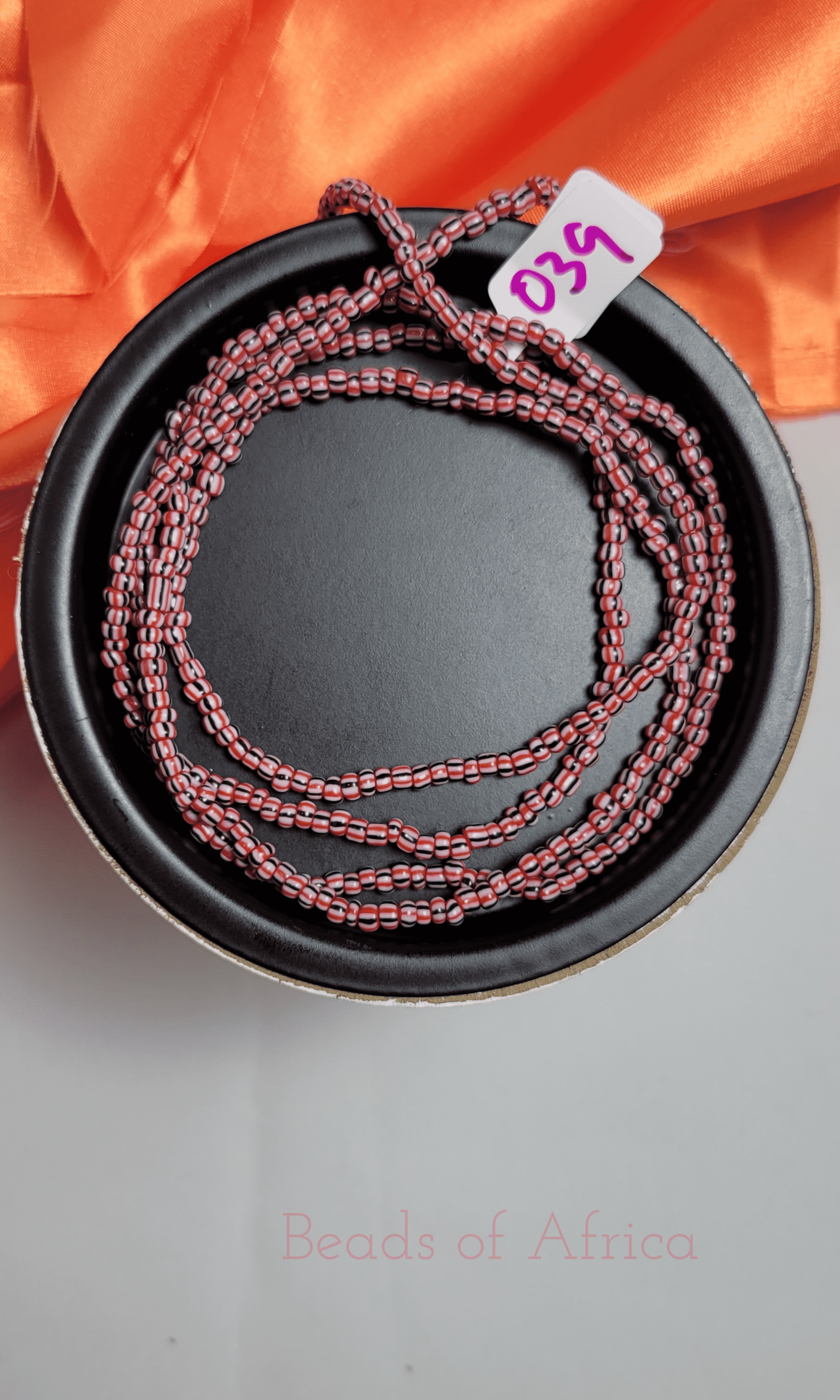 Red Black and White Stripe Waist Beads