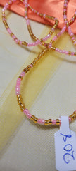 Baby Pink and Gold Shiny Waist Beads - Beads of Africa