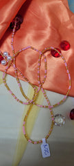 Baby Pink and Gold Shiny Waist Beads - Beads of Africa