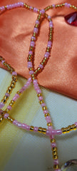 Baby Pink and Gold Shiny Waist Beads - Beads of Africa
