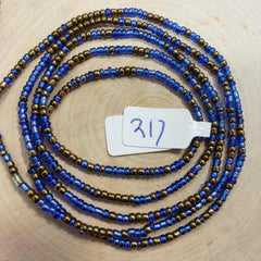 Blue  and Deep Brown Waist Beads
