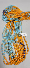 Round Blue, Orange and Gold  Waist Beads