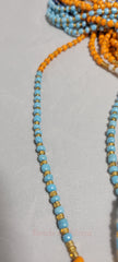 Round Blue, Orange and Gold  Waist Beads