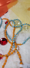 Round Blue, Orange and Gold  Waist Beads