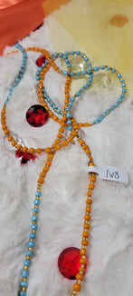 Round Blue, Orange and Gold  Waist Beads