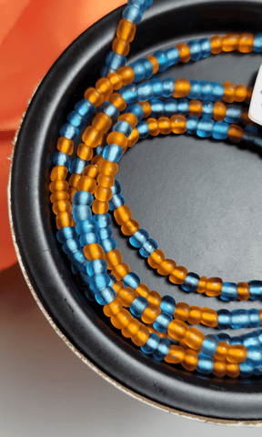 Blue & Orange Waist Beads - Beads Of Africa