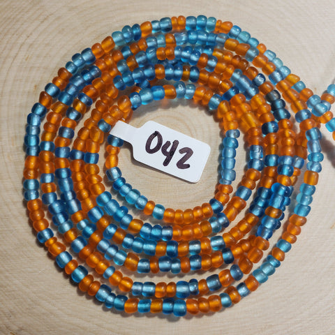 Blue and Orange Opaque Waist Beads