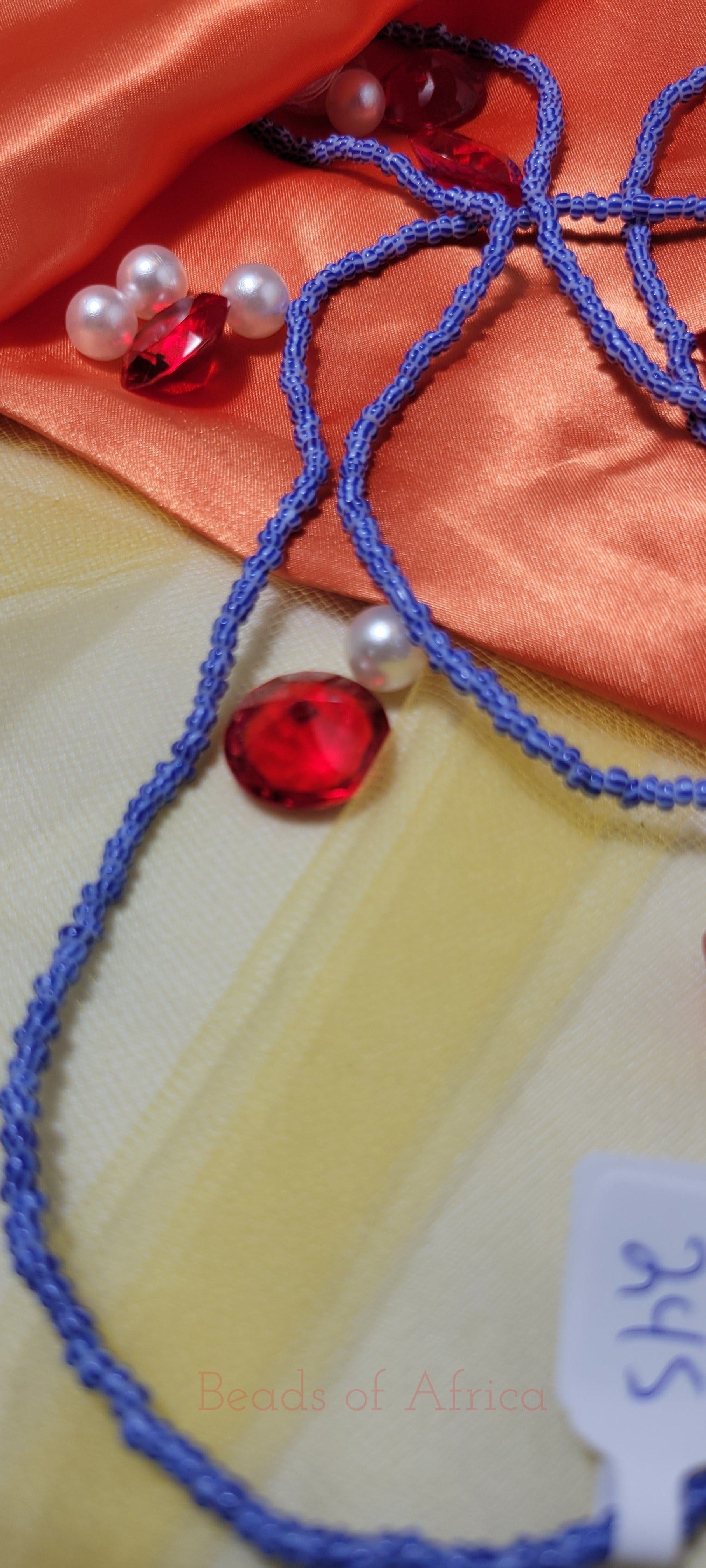 Blue Striped Waist Beads