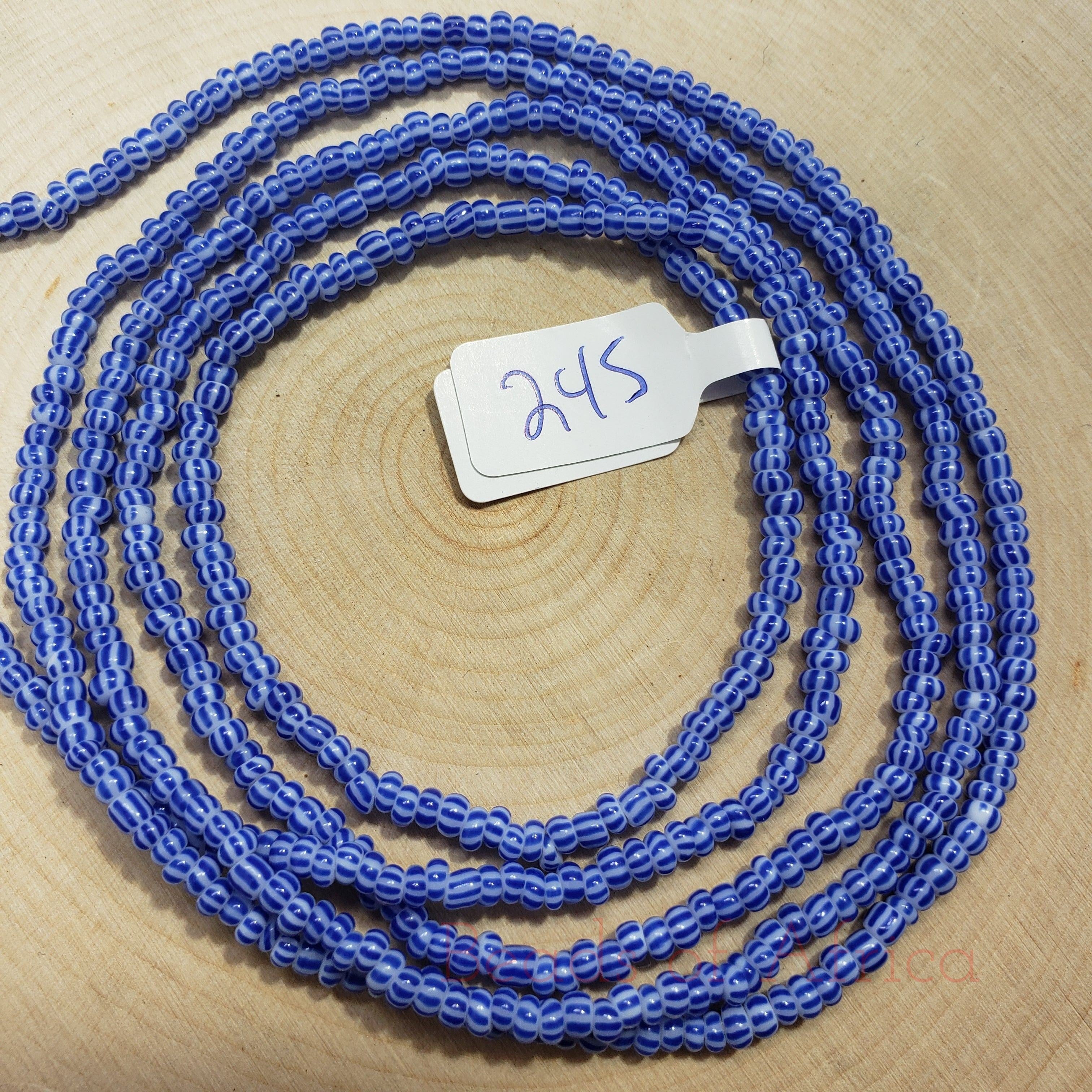 Blue Striped Waist Beads