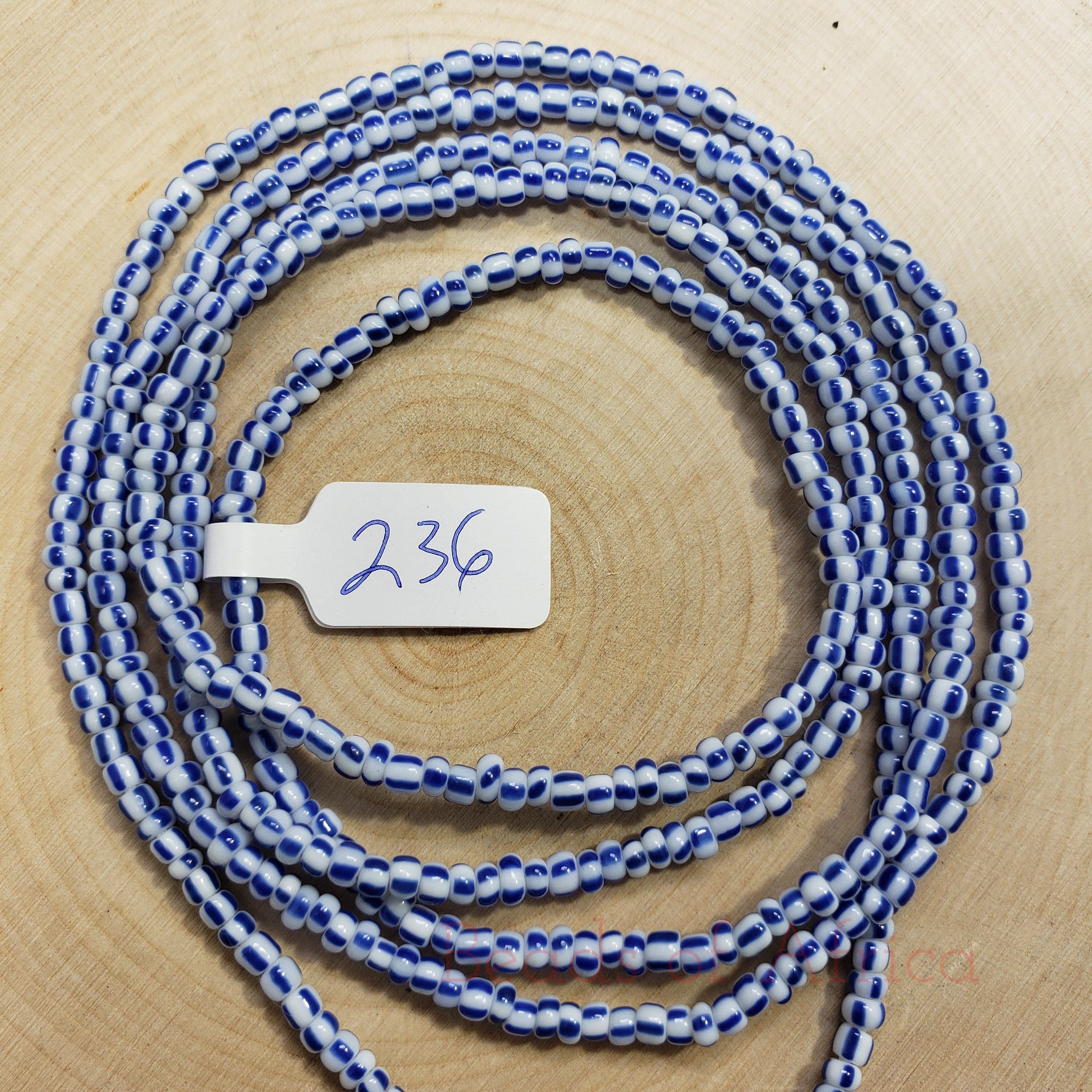 Blue and White Striped Waist Beads