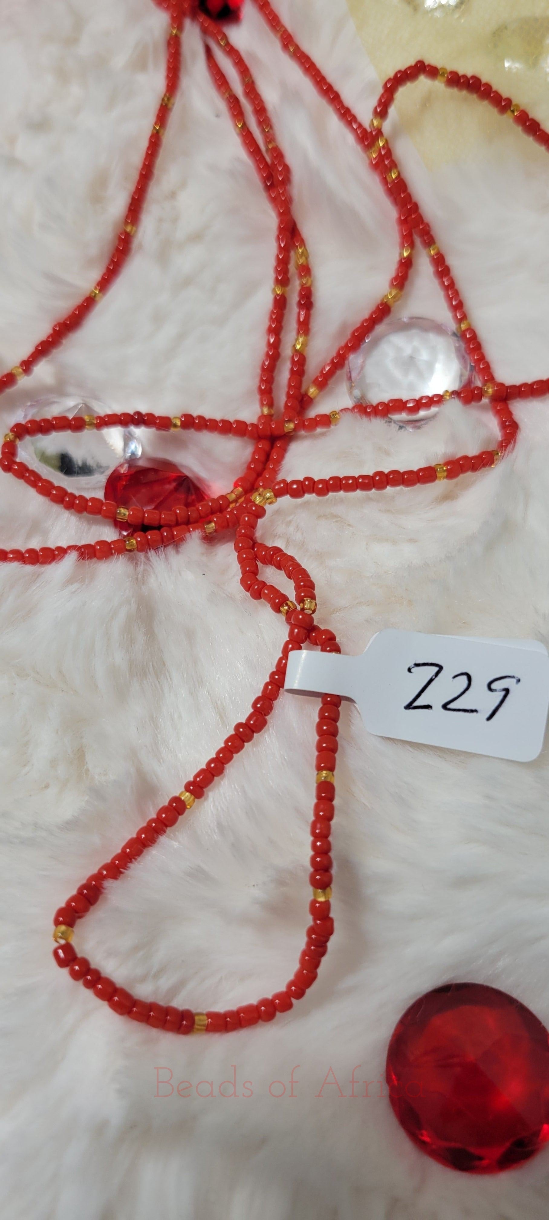 Chili Red with Gold Waist Beads