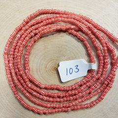 Chili Red and White Stripe Waist Beads