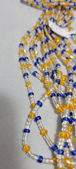 Clear Blue and Crystalline Orange Waist Beads