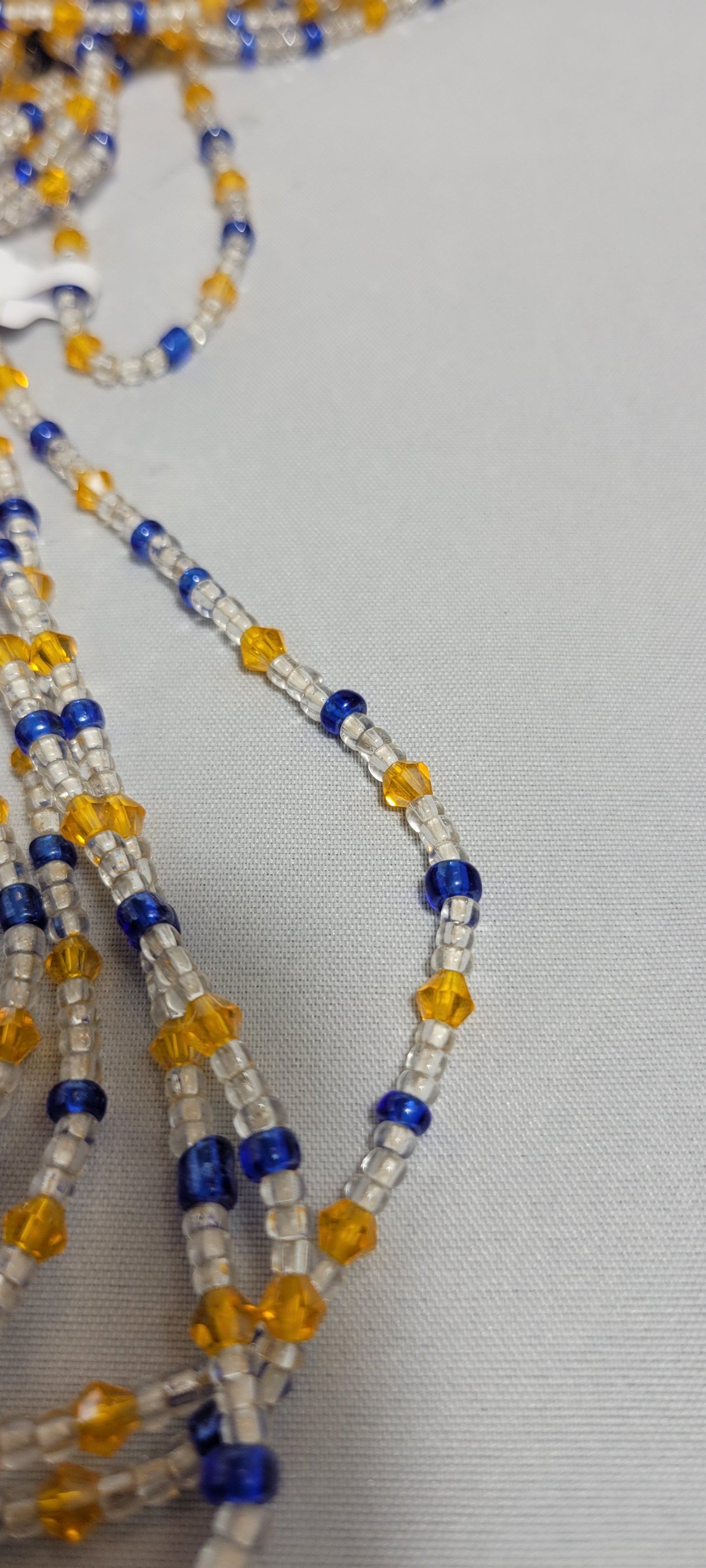 Clear Blue and Crystalline Orange Waist Beads