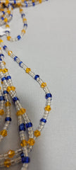 Clear Blue and Crystalline Orange Waist Beads