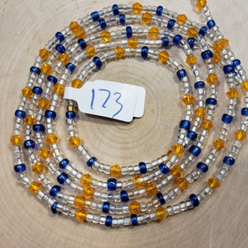 Clear Blue and Crystalline Orange Waist Beads