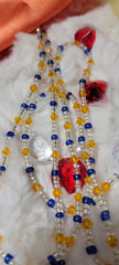 Clear Blue and Crystalline Orange Waist Beads
