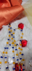 Clear Blue and Crystalline Orange Waist Beads