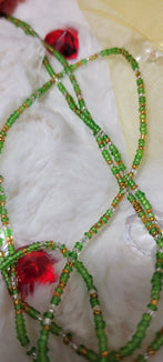 Clear Green and Shiny Gold Waist Beads