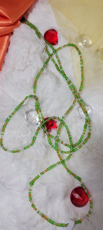 Clear Green and Shiny Gold Waist Beads