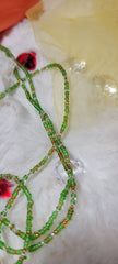 Clear Green and Shiny Gold Waist Beads