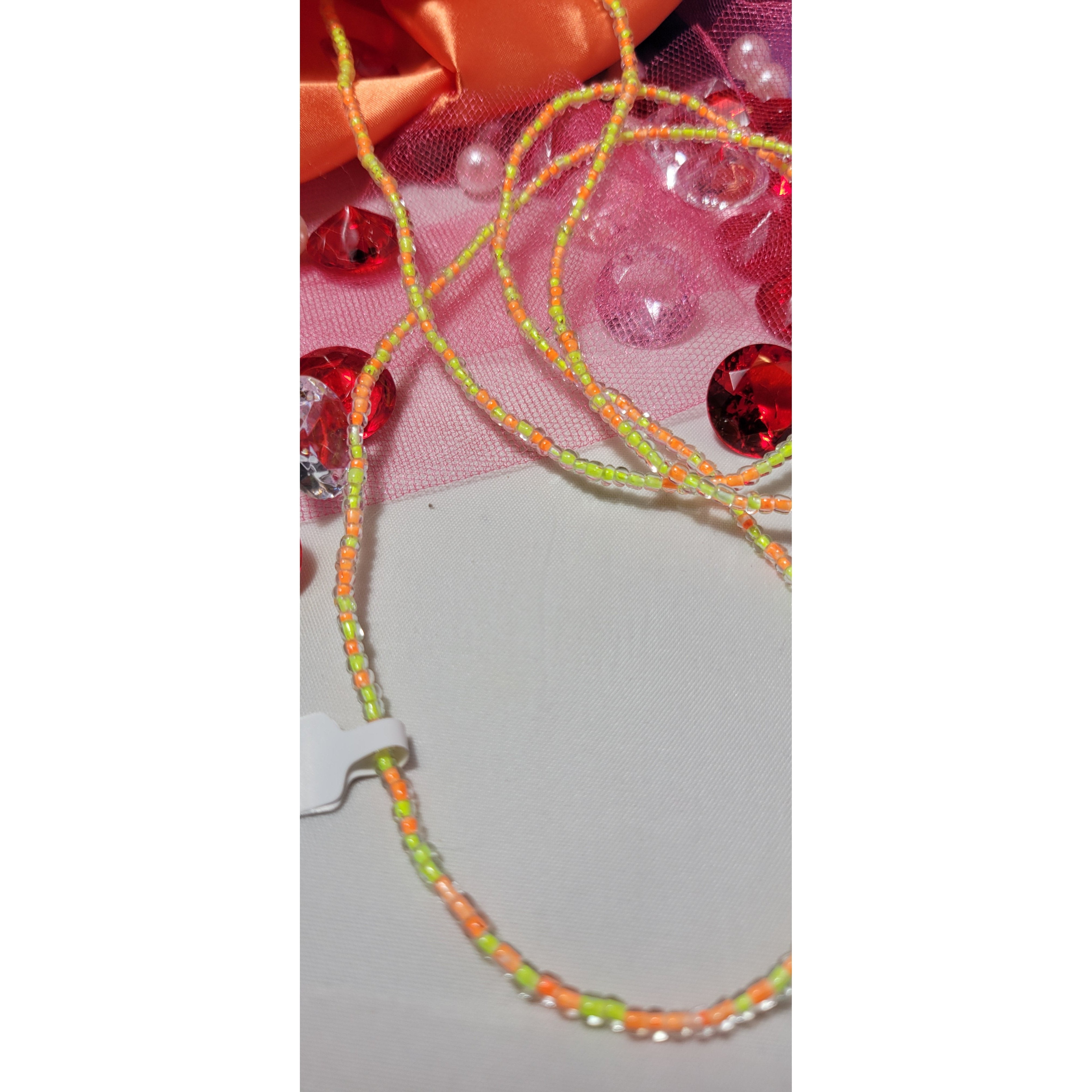 Clear Highlighted Yellow and Orange Shiny Waist Beads