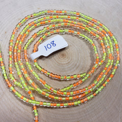 Clear Highlighted Yellow and Orange Shiny Waist Beads