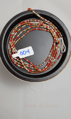 Red, Gold & Clear Waist Beads - Beads Of Africa