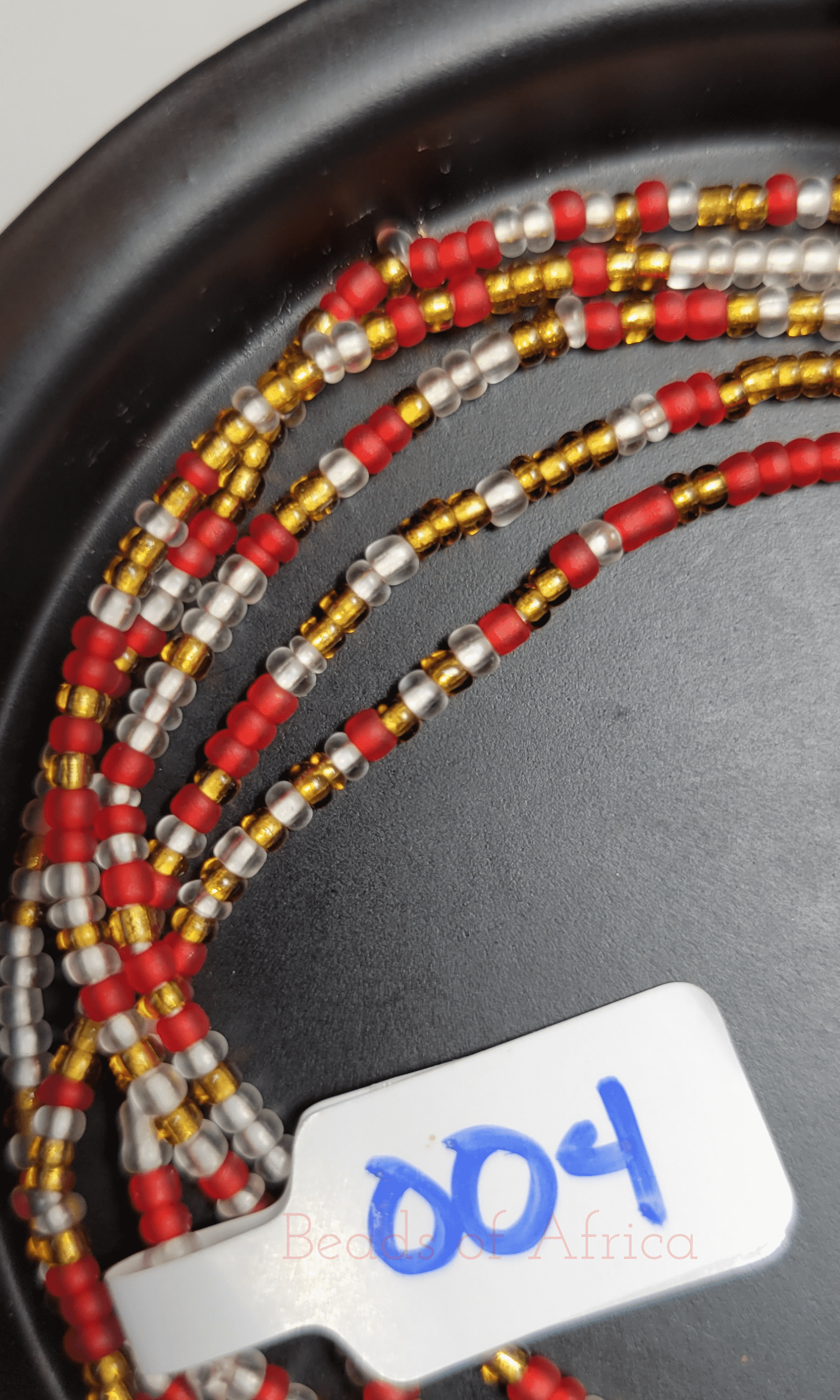 Red, Gold & Clear Waist Beads - Beads Of Africa