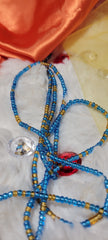 Crystal Blue with Gold Waist Beads