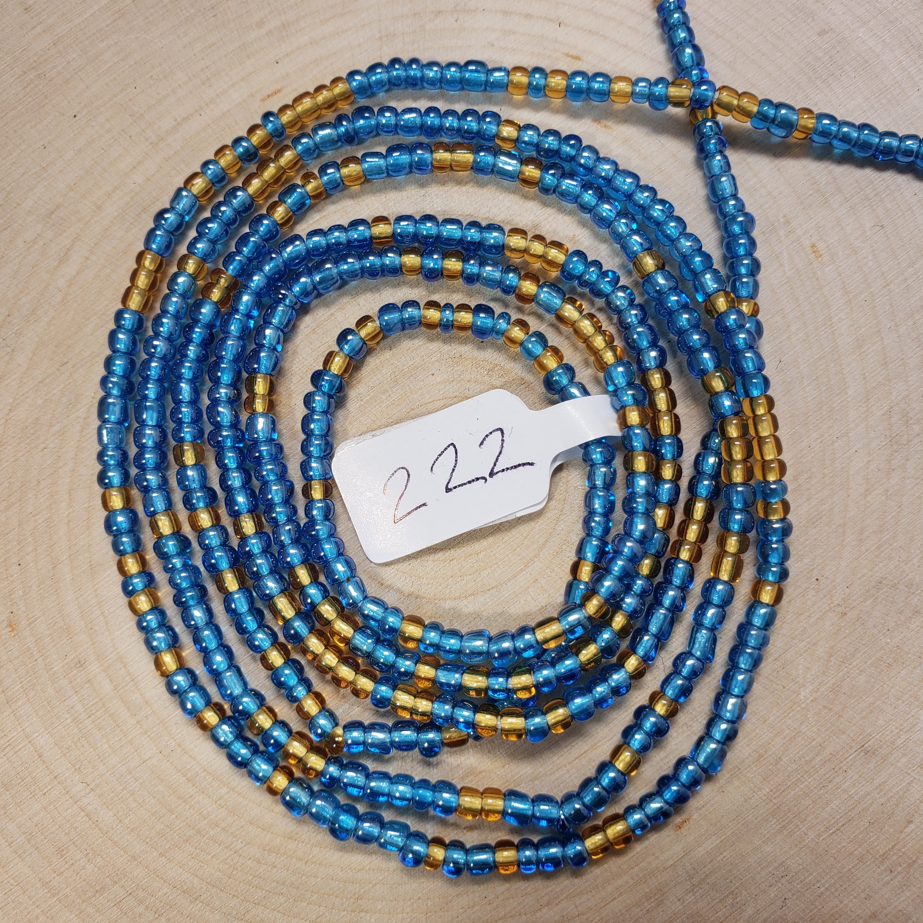 Crystal Blue with Gold Waist Beads