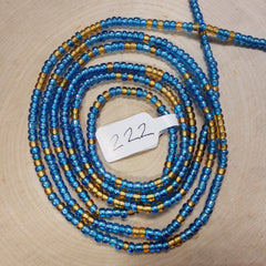 Crystal Blue with Gold Waist Beads