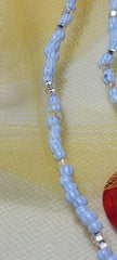 Crystal Clear Light Blue Striped Waist Beads