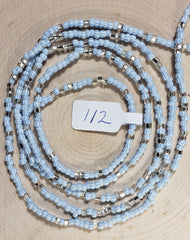 Crystal Clear Light Blue Striped Waist Beads