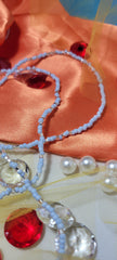 Crystal Clear Light Blue Striped Waist Beads