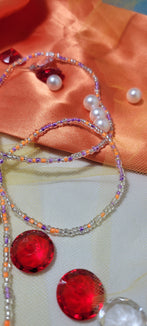 Crystal Clear Purple and Orange Waist Beads