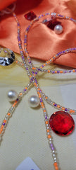 Crystal Clear Purple and Orange Waist Beads