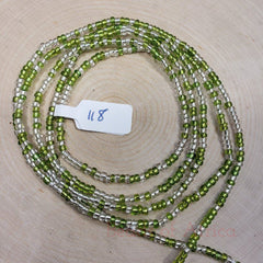 Crystal Clear Soft Green Shiny Waist Beads