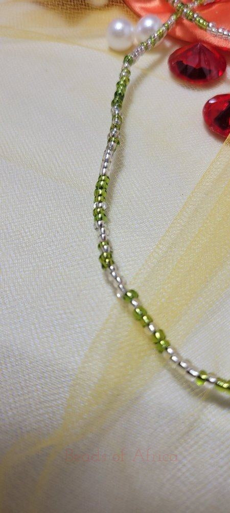 Crystal Clear Soft Green Shiny Waist Beads