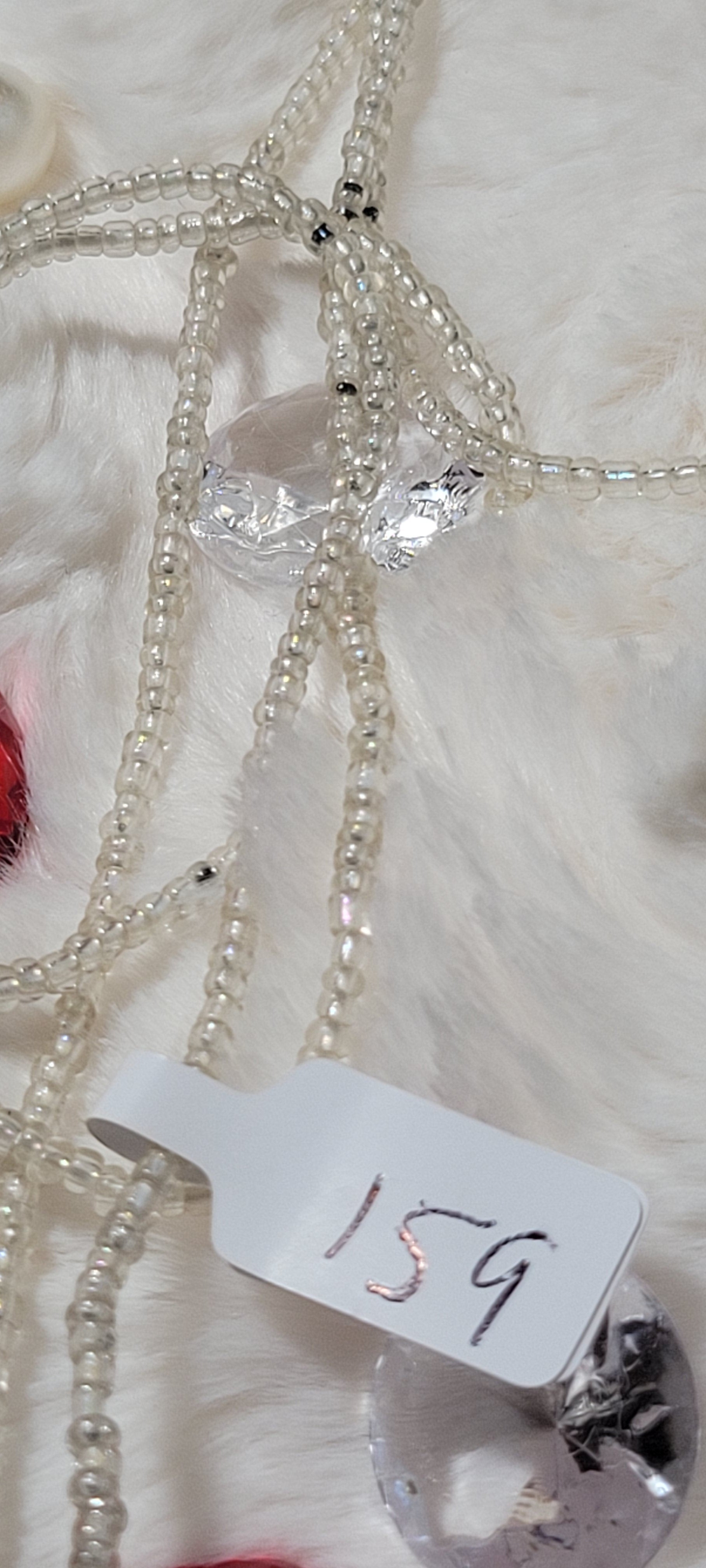 Crystal Clear with Specks of Color Waist Beads