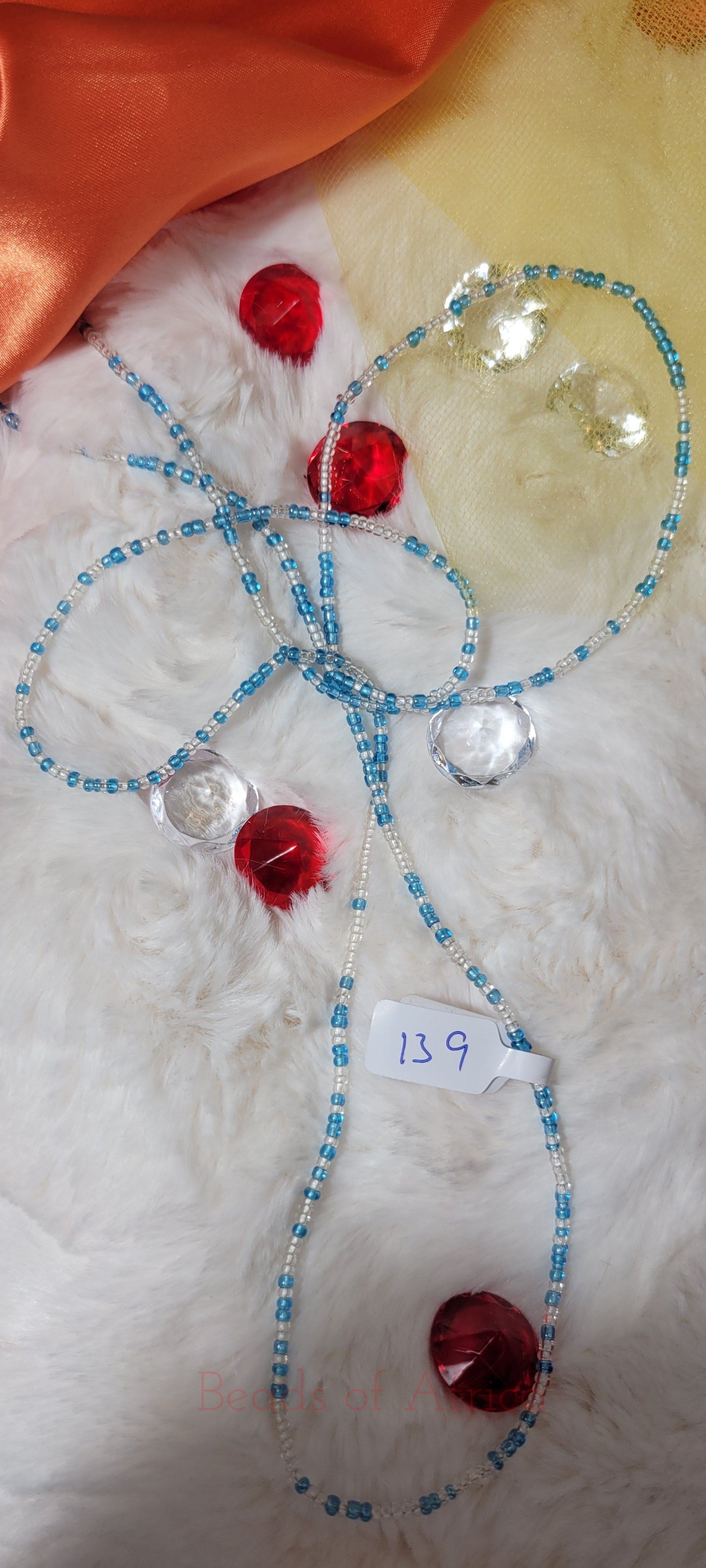 Crystal Clear with Shiny Vivid Blue Waist Beads