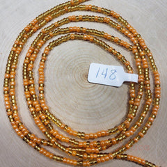 Crystal Gold and Light Orange Shiny Waist Beads