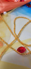 Crystal Gold and Light Orange Shiny Waist Beads