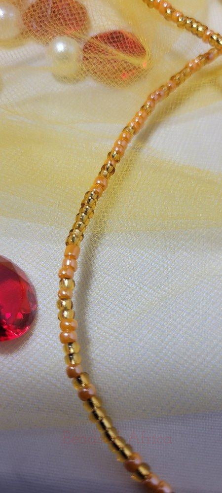 Crystal Gold and Light Orange Shiny Waist Beads