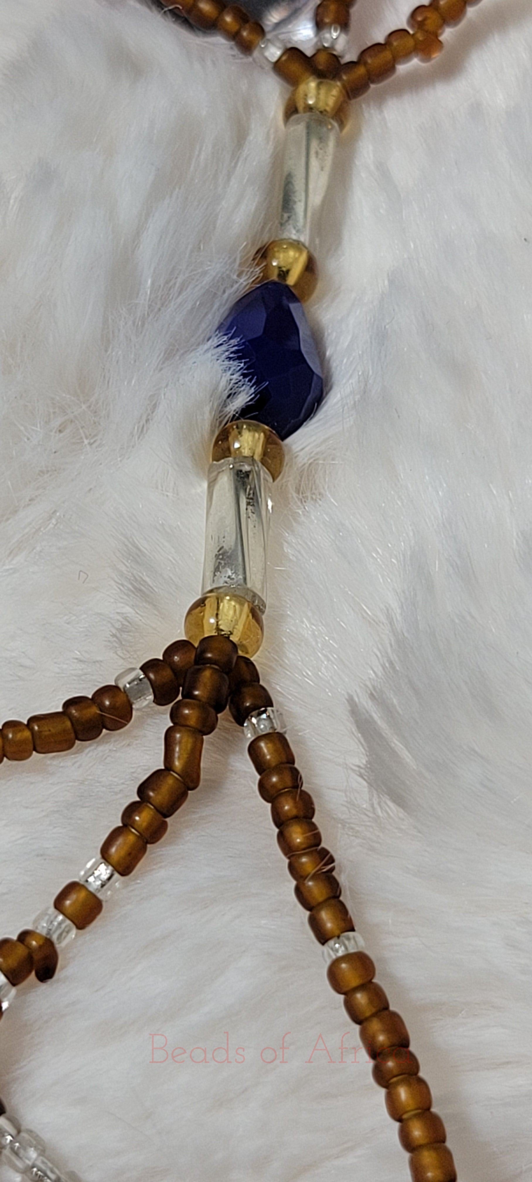 Triple Strand Dark Brown with Crystalline Waist Beads