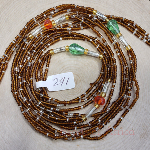Triple Strand Dark Brown with Crystalline Waist Beads
