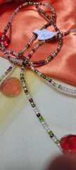 Dark Red, Clear and Shiny Green Waist Beads