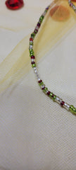 Dark Red, Clear and Shiny Green Waist Beads
