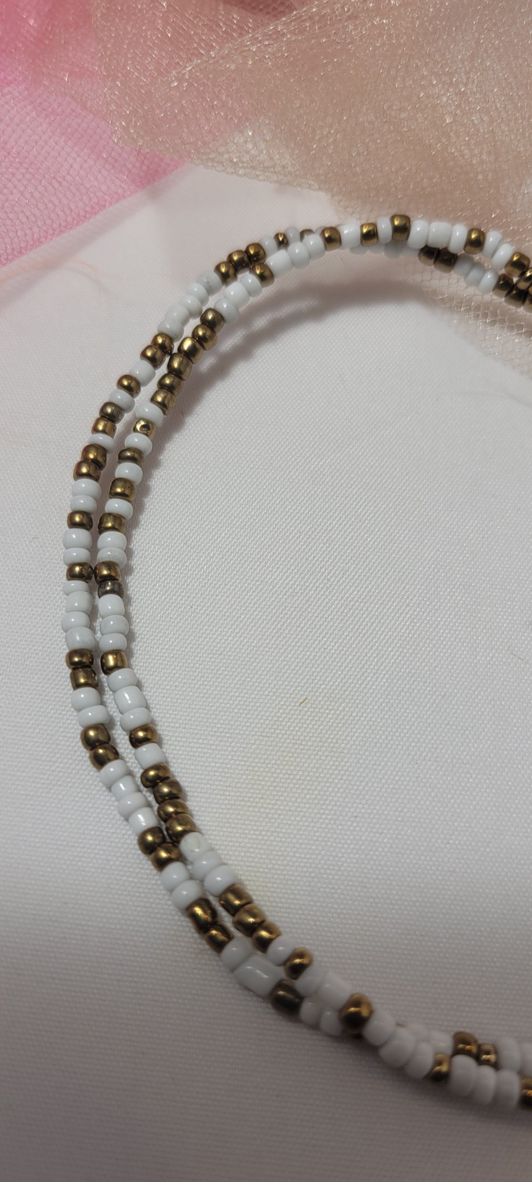 Deep Gold and White Waist Beads